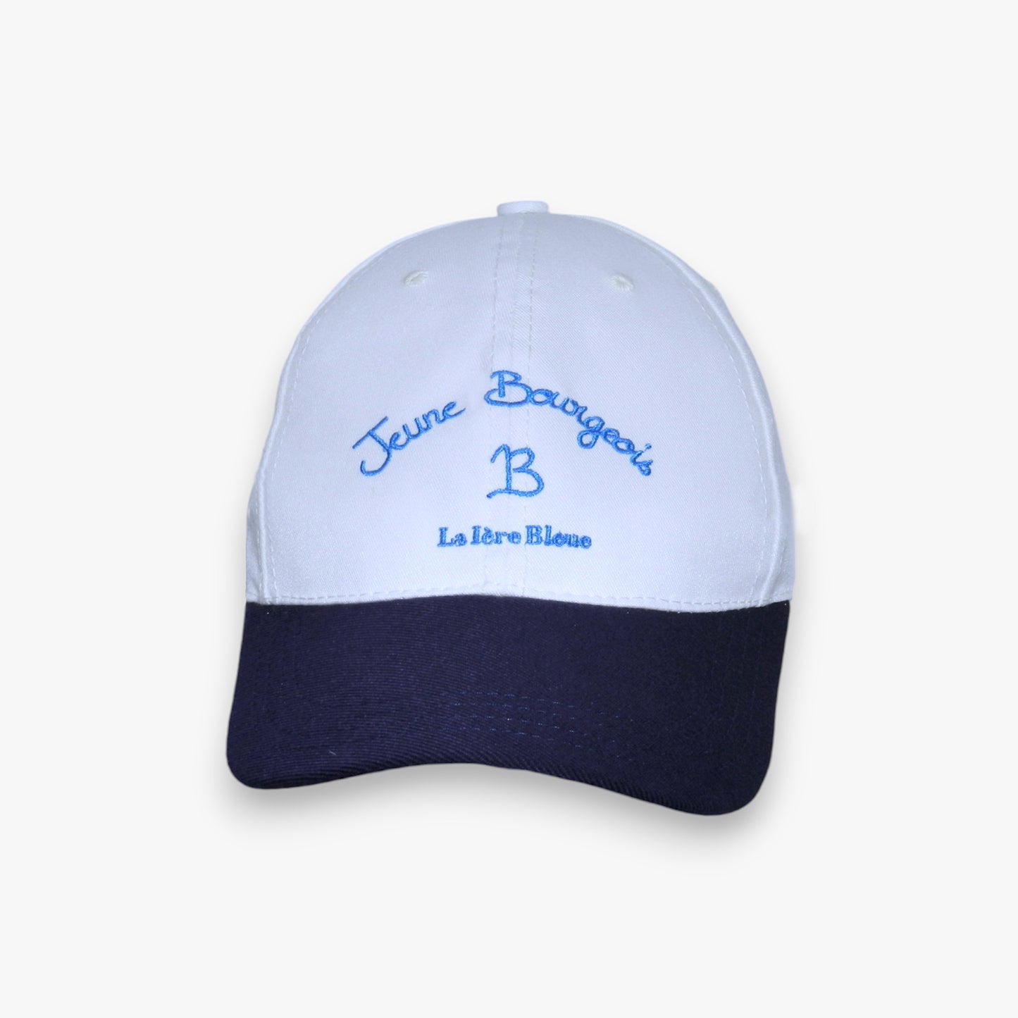 LA IERE BLAU – KAPPE IN ECRU/BLAU UND HIMMELBLAU